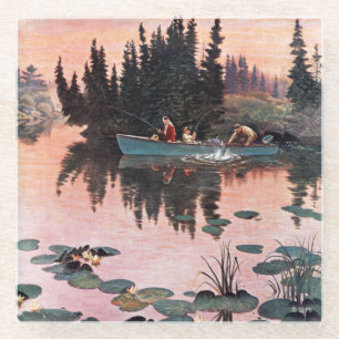 A Fine Catch by John Clymer Glass Coaster