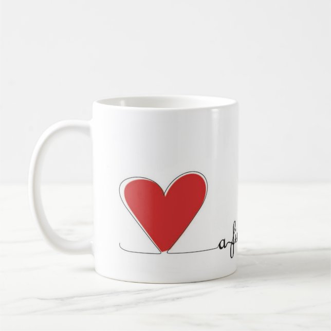 A fine line Red Coffee Mug (Left)
