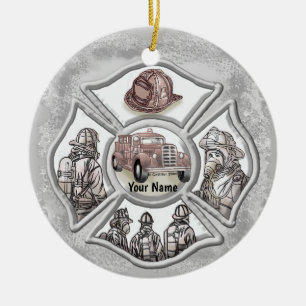 A Firefighter Maltese Cross Ceramic Ornament