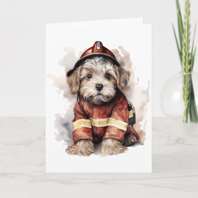 A Firefighter’s Best Friend Dog Fireman Outfit  Card (Front)