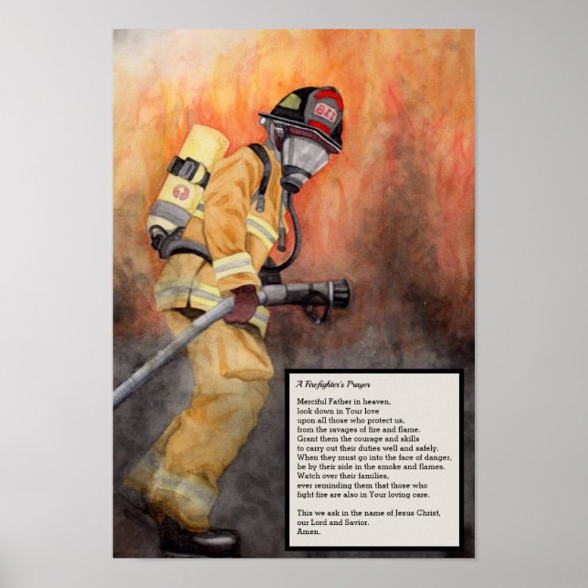 A Firefighters Prayer Poster Art Piece Fireman (Front)