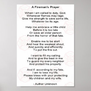 A firemans prayer poster