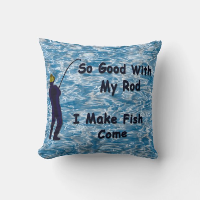 A Fisherman's Bragging Home Gift Cushion (Front)