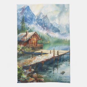 A Fishing Hose On The Lake Tea Towel