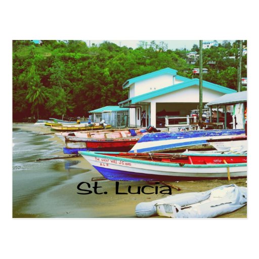 Image of A fishing village in St. Lucia Postcard