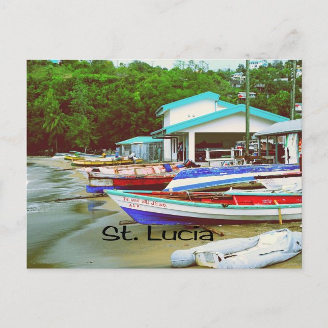 A fishing village in St. Lucia Postcard (Front)