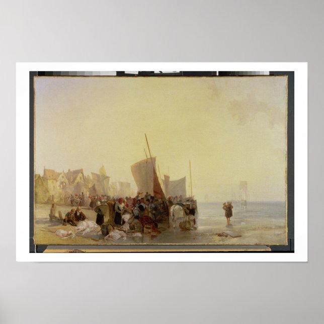 A Fishmarket Near Boulogne, c.1824 (oil on canvas) Poster (Front)