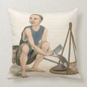 A Fishmonger, plate 39 from 'The Costumes of China Cushion