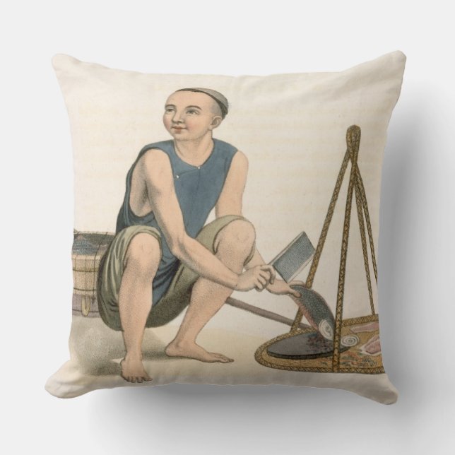 A Fishmonger, plate 39 from 'The Costumes of China Cushion (Front)