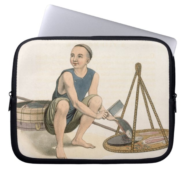 A Fishmonger, plate 39 from 'The Costumes of China Laptop Sleeve (Front)