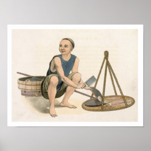 A Fishmonger, plate 39 from 'The Costumes of China Poster