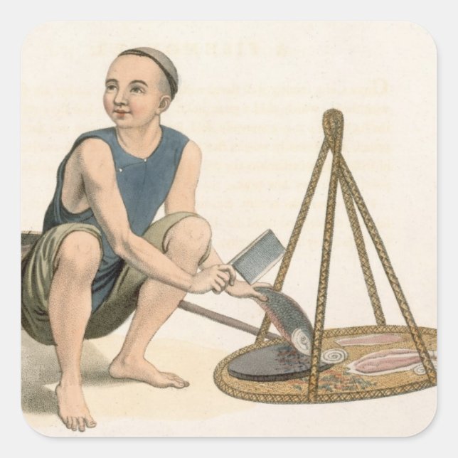 A Fishmonger, plate 39 from 'The Costumes of China Square Sticker (Front)