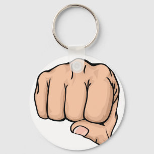 a fist punching towards you key ring
