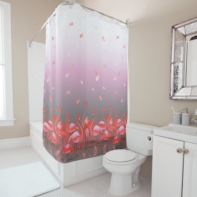 A Flamboyance of Flamingos Shower Curtain (In Situ)