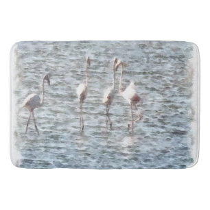 A Flamboyant Pat Of Flamingos Bath Mat