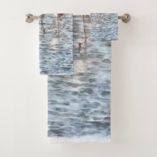 A Flamboyant Pat Of Flamingos Bath Towel Set