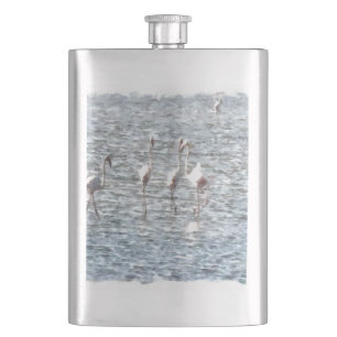 A Flamboyant Pat Of Flamingos Hip Flask
