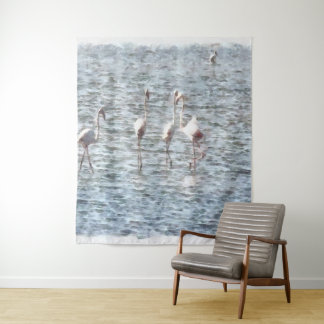 A Flamboyant Pat Of Flamingos Tapestry