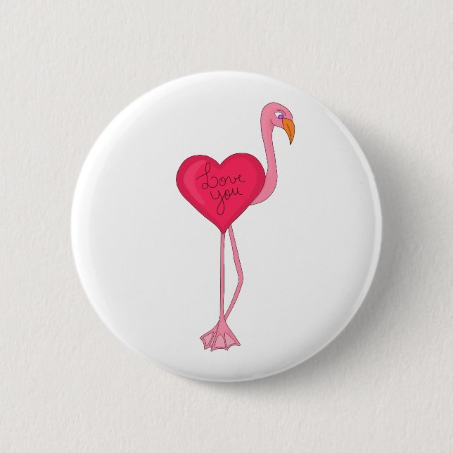 A Flamingo in Love 6 Cm Round Badge (Front)