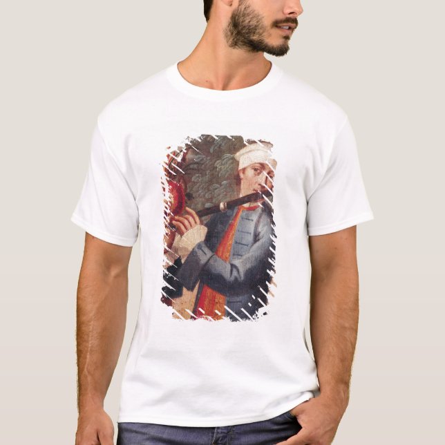 A Flautist, detail from a screen T-Shirt (Front)