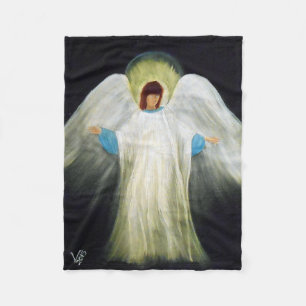 A fleece throw, angel print