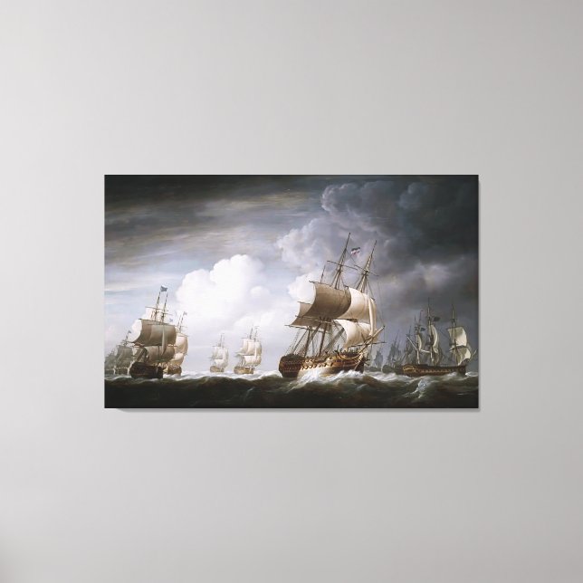 A Fleet Of East Indiamen At Sea by Nicholas Pocock Canvas Print (Front)
