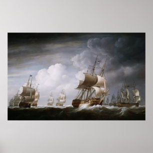 A Fleet Of East Indiamen At Sea by Nicholas Pocock Poster