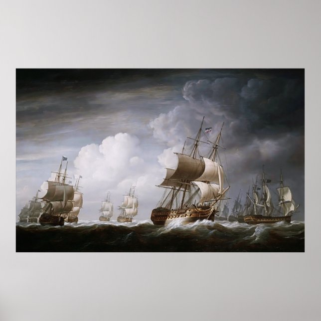 A Fleet Of East Indiamen At Sea by Nicholas Pocock Poster (Front)
