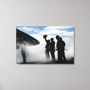 A flight deck crew member canvas print