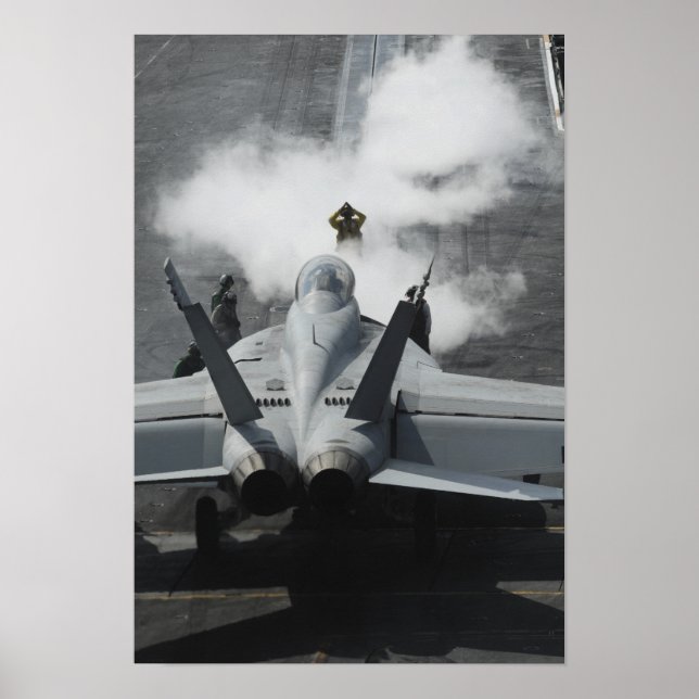 A flight deck director signals an F/A-18F Poster (Front)