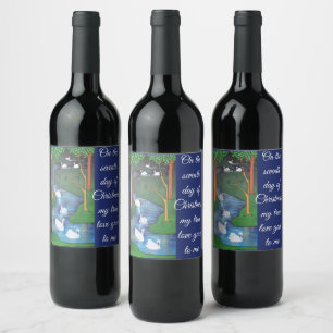 A Flock of Seven Swans-A-Swimming Wine Label