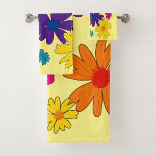A floral bed of daisy flowers bath towel set