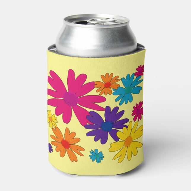 A floral bed of daisy flowers  can cooler (Can Front)