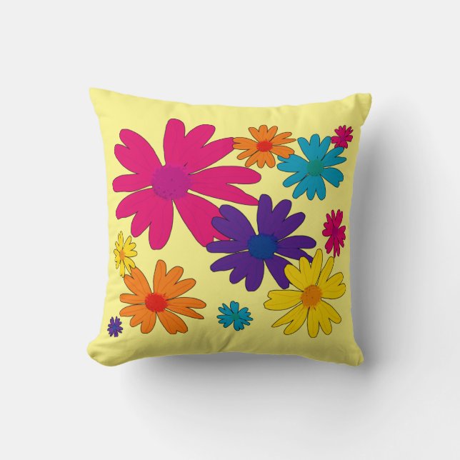 A floral bed of daisy flowers  cushion (Front)
