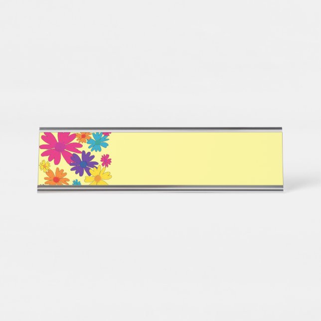 A floral bed of daisy flowers  desk name plate (Front)
