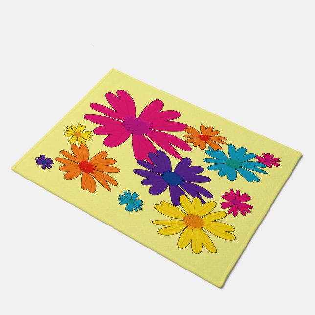A floral bed of daisy flowers  doormat (Angled)