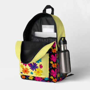 A floral bed of daisy flowers printed backpack