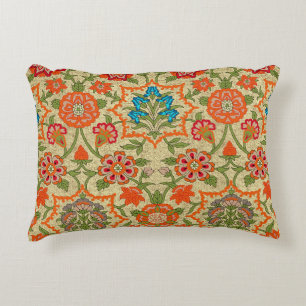 A floral design by mirror repeat. Orange and green Decorative Cushion