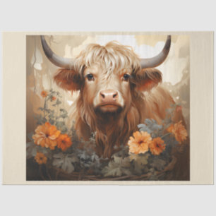 A Floral Highland Cow Series Design 2 Tissue Paper
