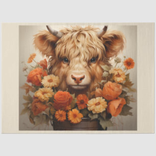 A Floral Highland Cow Series Design 5 Tissue Paper