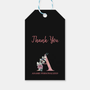 A Floral Monogram Name Letters Pink Agate  Gift Tags