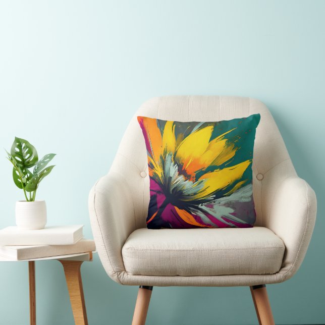 A Floral Odyssey – Expressive Bloom In Motion Cushion (Chair)