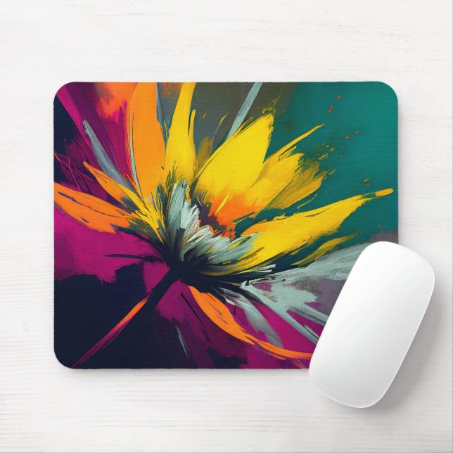 A Floral Odyssey – Expressive Bloom In Motion Mouse Mat (With Mouse)