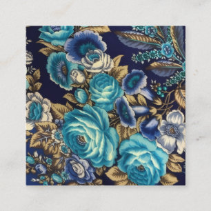 A floral pattern depicting blue roses and other fl enclosure card