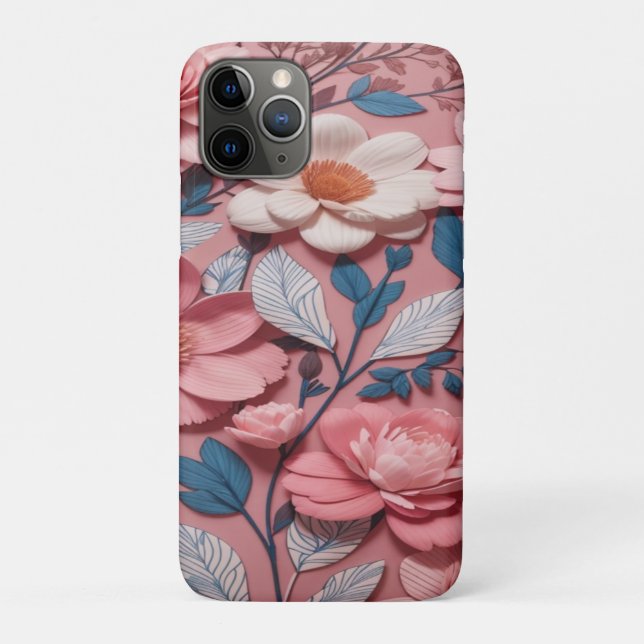 A floral pattern with a pink background Case-Mate iPhone case (Back)