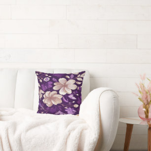 A floral pattern with purple background cushion