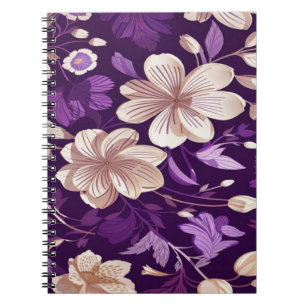 A floral pattern with purple background notebook