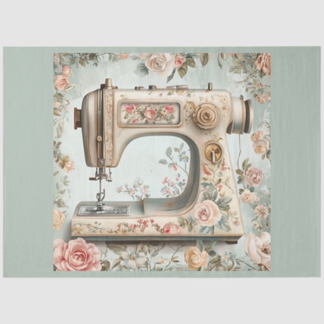 A Floral Sewing Machine  Series Design #11 Tissue Paper (Front)
