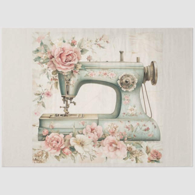 A Floral Sewing Machine  Series Design #13 Tissue Paper (Front)