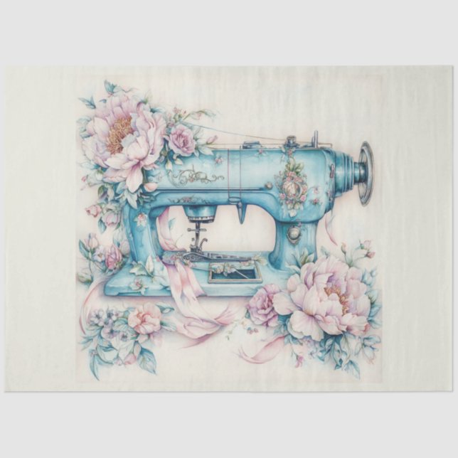 A Floral Sewing Machine  Series Design #16 Tissue Paper (Front)